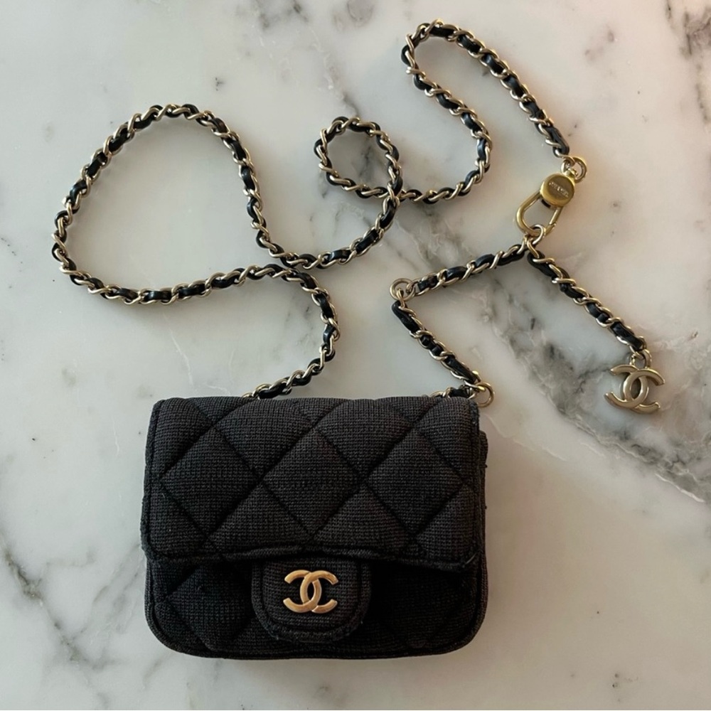 CHANEL classic jersey belt bag / USED with box and authenticity card